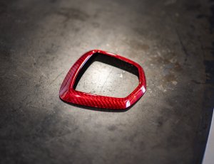 FIAT 500 ABARTH Rear Emblem Trim (1 piece) - Carbon Fiber - Red Candy